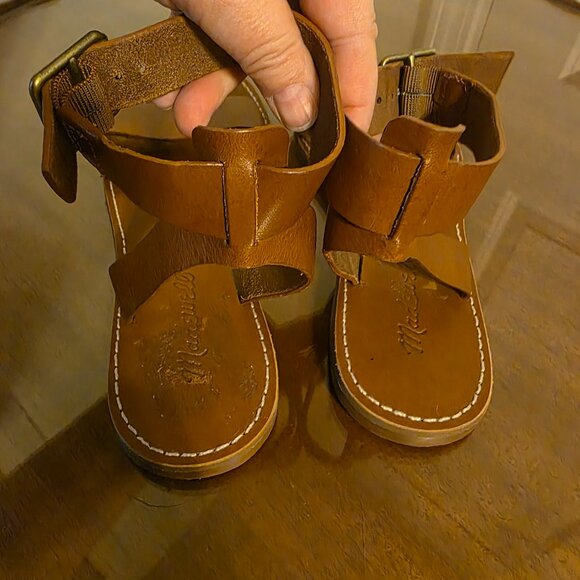 😍 Madewell Boardwalk Brown Leather Ankle Strap Sandals Size 6.5 - Picture 3 of 6